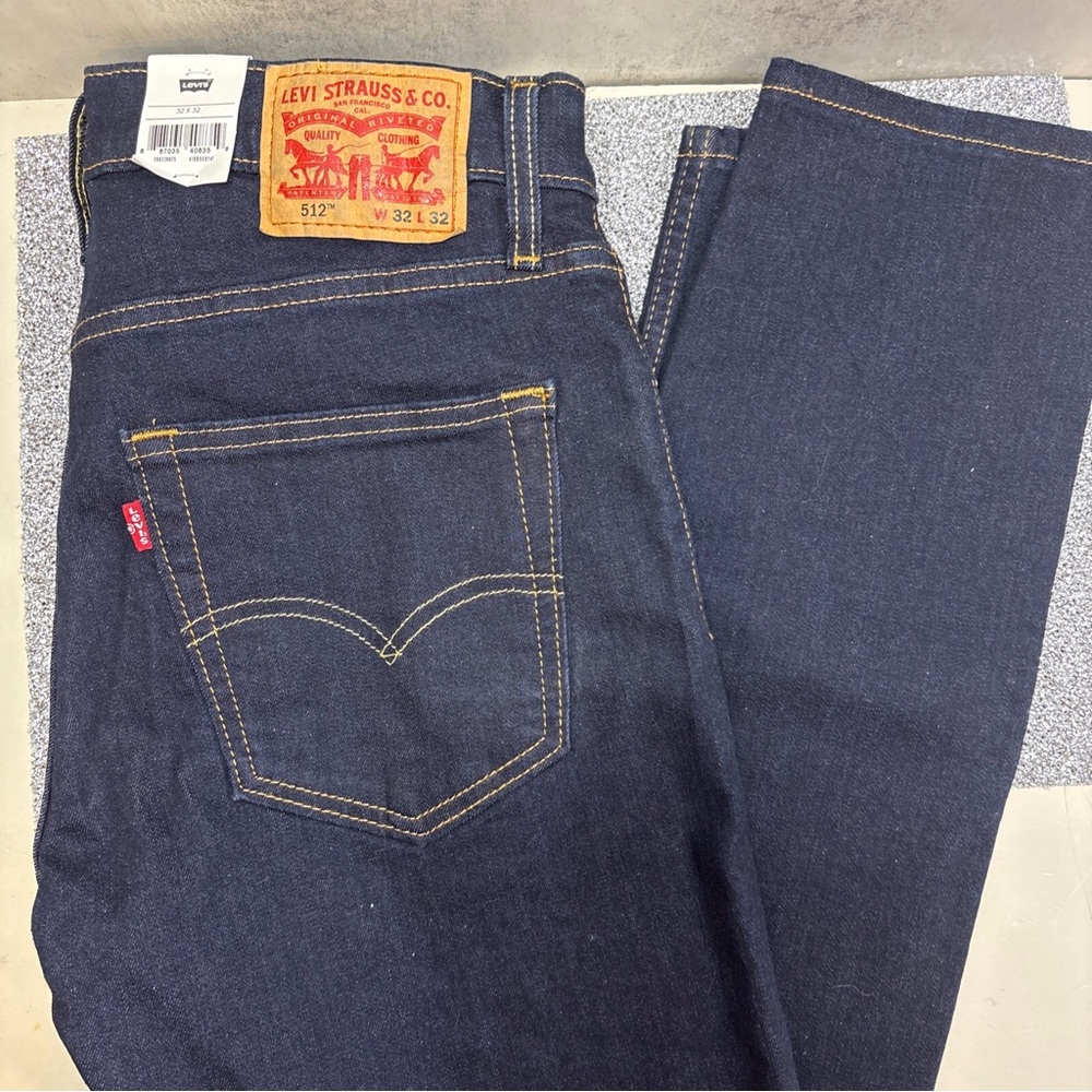 New Levi's 512 Slim Taper Men’s Dark Blue Stretch FLEX Jeans 32x32